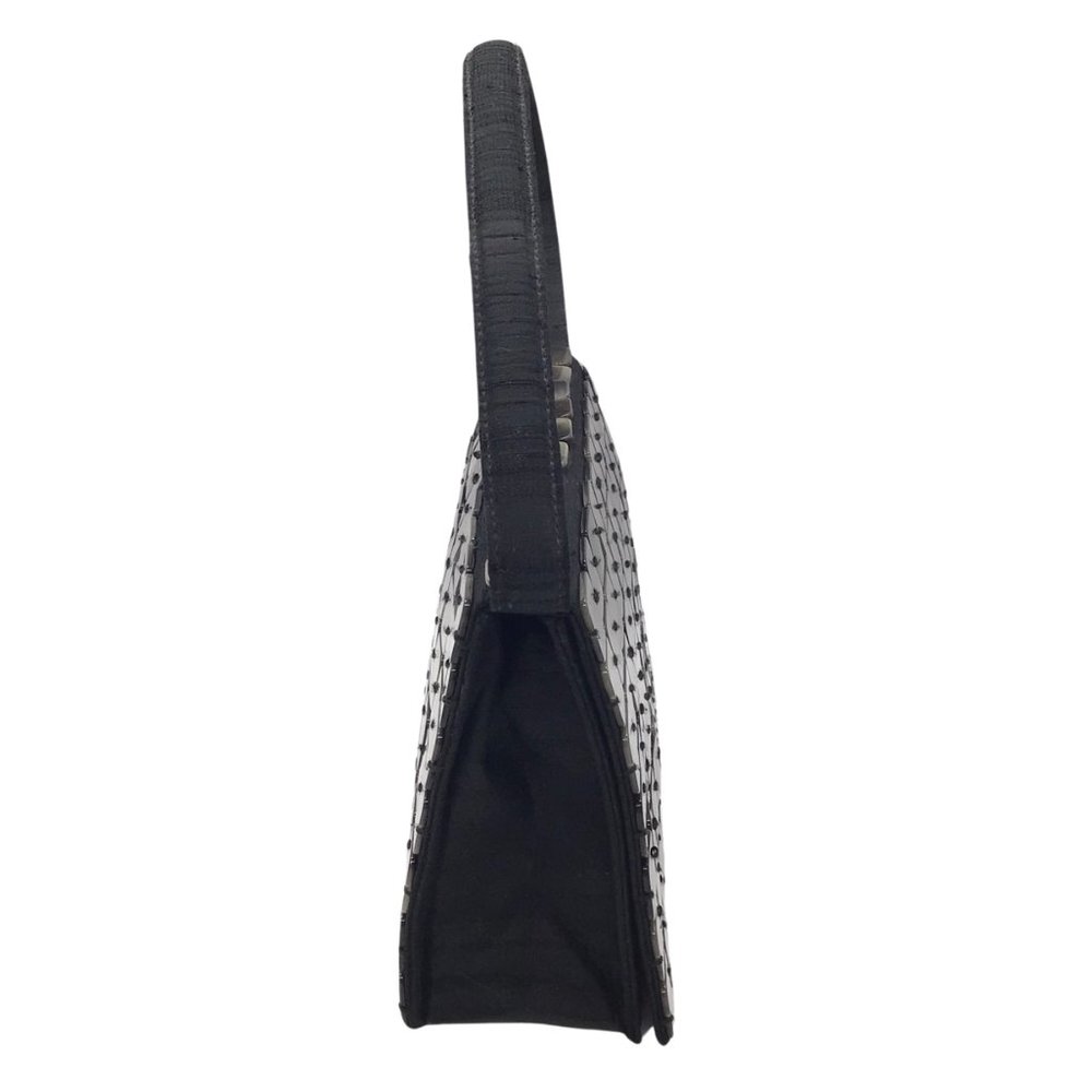 BOTTEGA VENETA VINTAGE BLACK SHELL DETAIL SILK HANDBAG - Picture 2 of 12
